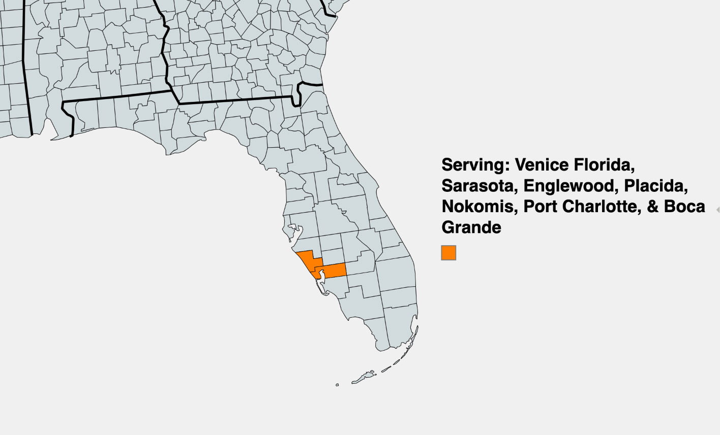 Serving Venice Florida, Sarasota Florida, Nokomis Florida, Port Charlotte, Englewood Florida, Placida Florida, Boca Grande